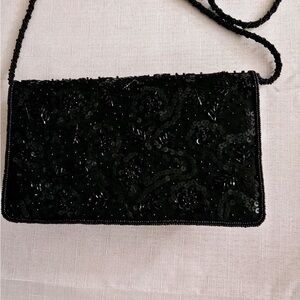 Elegant Black Beaded Evening Bag